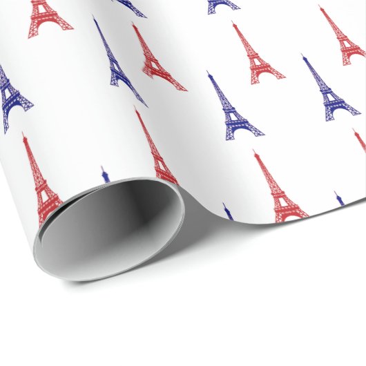Rood Blauw Paris Gift Wrap papier Frankrijk (Rol Hoek)