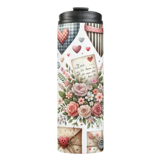 ROOD & BLAUW PATCHWORK VALENTIJN HARTEN & LIEFDE N THERMOSBEKER (Voorkant)