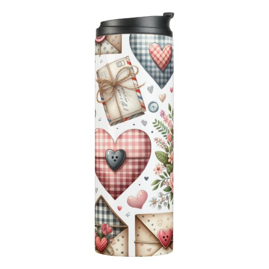 ROOD & BLAUW PATCHWORK VALENTIJN HARTEN & LIEFDE N THERMOSBEKER (Gedraaid links)