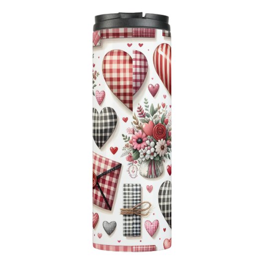 ROOD & BLAUW PATCHWORK VALENTIJN HARTEN & LIEFDE N THERMOSBEKER (Achterkant)