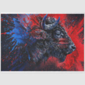 Rood Blauw Patriottische Buffel Decoupage Tissuepapier (Voorkant)