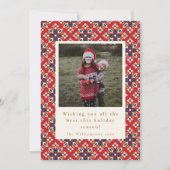  Rood Blauw Patroon Verticale Foto Kerstmis Feestdagenkaart (Voorkant)