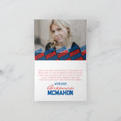 Rood & Blauw Paw Print Afstuderen 2 foto vouwen Bedankkaart (Binnen)