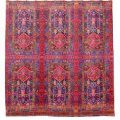 Rood + Blauw Perzisch Rug Oriental Carpet Print Douchegordijn (Voorkant)