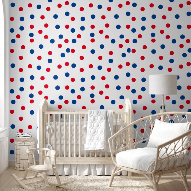 Rood Blauw Polka Dots Patroon Kerst Amerikaanse da Behang (Kinderen)
