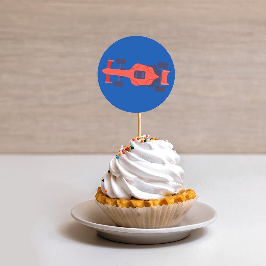 Rood Blauw Racing Auto Racetrack Baby Jongen Toewi Ronde Sticker