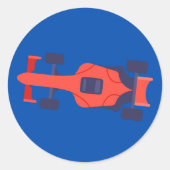 Rood Blauw Racing Auto Racetrack Baby Jongen Toewi Ronde Sticker (Voorkant)
