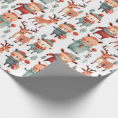 Rood Blauw Rendier Kerstmis Cadeaupapier (Hoek)