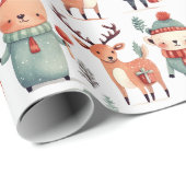 Rood Blauw Rendier Kerstmis Cadeaupapier (Rol Hoek)