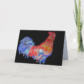Rood Blauw Rooster Kip Vogel Waterverf Verjaardag Kaart (Achterkant)