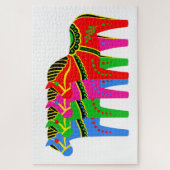 Rood/blauw/roze/groen Noords Folk Dala paard Legpuzzel (Verticaal)