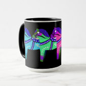 Rood/blauw/roze/groen Noords Folk Dala paard Mok (Voorkant links)