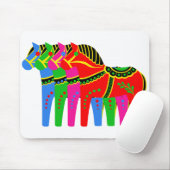 Rood/blauw/roze/groen Noords Folk Dala paard Muismat (Met muis)