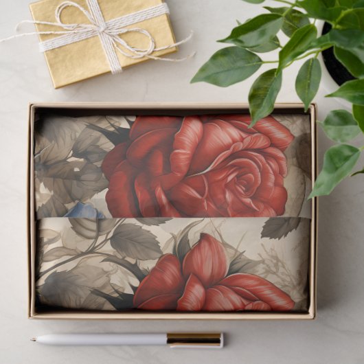 Rood & Blauw Rozen  Geïnspireerd Decoupage Tissuepapier (Geschenk)