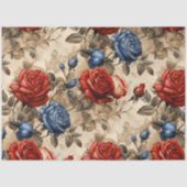 Rood & Blauw Rozen  Geïnspireerd Decoupage Tissuepapier (Voorkant)