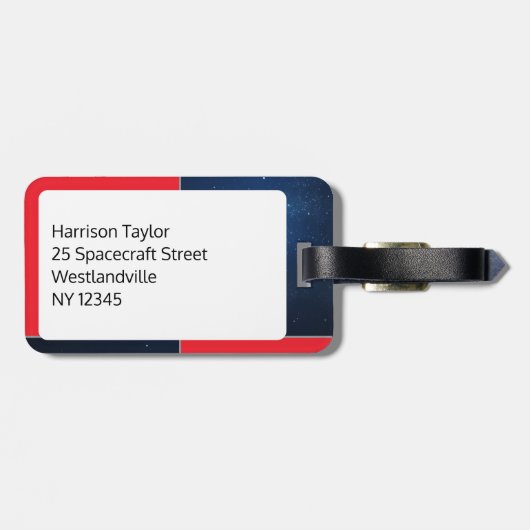Rood Blauw Ruimte Thema Gepersonaliseerd Bagagelab Bagagelabel (Achterkant horizontaal)