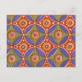 Rood Blauw Rustieke Kleurrijke Cirkel Egypte Art P Briefkaart (Voorkant)