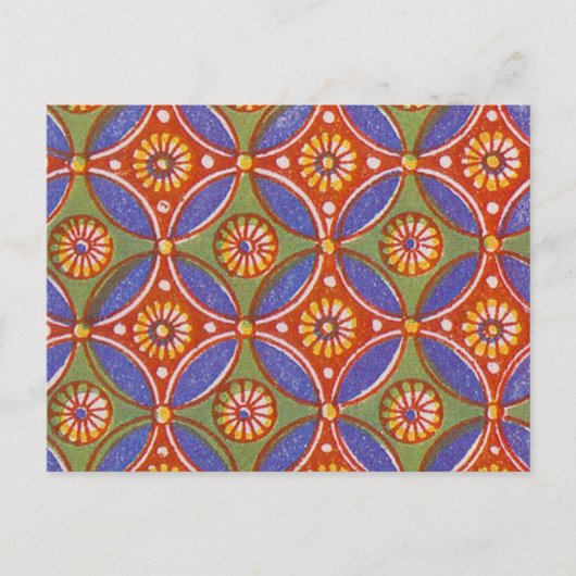 Rood Blauw Rustieke Kleurrijke Cirkel Egypte Art P Briefkaart (Voorkant)