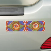 Rood Blauw Rustieke Kleurrijke Cirkel Egypte Art P Bumpersticker (Op auto)
