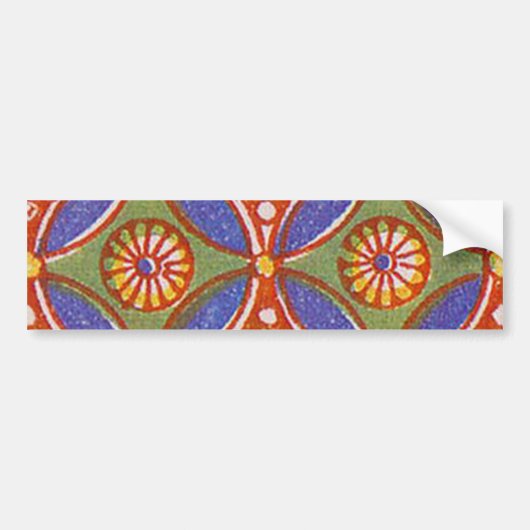Rood Blauw Rustieke Kleurrijke Cirkel Egypte Art P Bumpersticker (Voorkant)