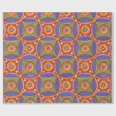 Rood Blauw Rustieke Kleurrijke Cirkel Egypte Art P Cadeaupapier (Vlak)