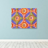 Rood Blauw Rustieke Kleurrijke Cirkel Egypte Art P Canvas Afdruk (Insitu (Houten vloer))