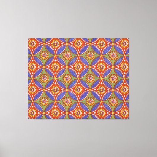 Rood Blauw Rustieke Kleurrijke Cirkel Egypte Art P Canvas Afdruk (Voorkant)