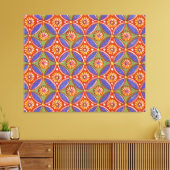 Rood Blauw Rustieke Kleurrijke Cirkel Egypte Art P Canvas Afdruk (Insitu (Woonkamer))