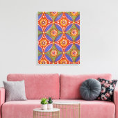 Rood Blauw Rustieke Kleurrijke Cirkel Egypte Art P Canvas Afdruk (Insitu (Woonkamer))