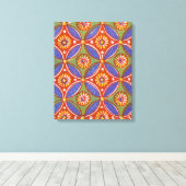 Rood Blauw Rustieke Kleurrijke Cirkel Egypte Art P Canvas Afdruk (Insitu (Houten vloer))
