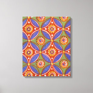 Rood Blauw Rustieke Kleurrijke Cirkel Egypte Art P Canvas Afdruk