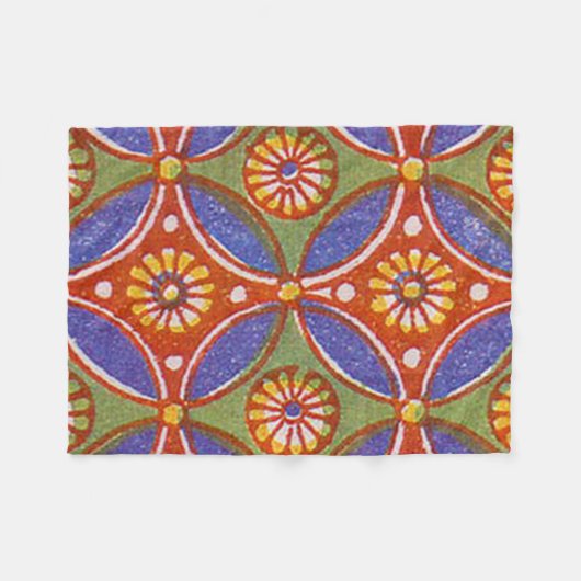 Rood Blauw Rustieke Kleurrijke Cirkel Egypte Art P Fleece Deken (Voorkant (Horizontaal))
