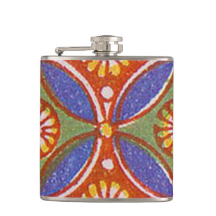 Rood Blauw Rustieke Kleurrijke Cirkel Egypte Art P Heupfles