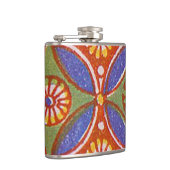 Rood Blauw Rustieke Kleurrijke Cirkel Egypte Art P Heupfles (Rechts)