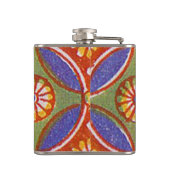 Rood Blauw Rustieke Kleurrijke Cirkel Egypte Art P Heupfles (Achterkant)