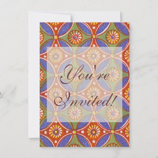 Rood Blauw Rustieke Kleurrijke Cirkel Egypte Art P Kaart (Voorkant)