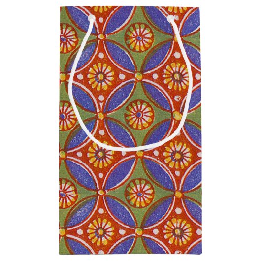 Rood Blauw Rustieke Kleurrijke Cirkel Egypte Art P Klein Cadeauzakje (Achterkant)