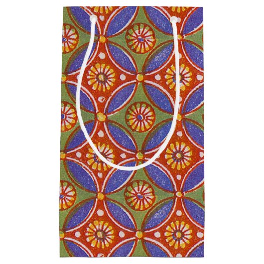 Rood Blauw Rustieke Kleurrijke Cirkel Egypte Art P Klein Cadeauzakje (Voorkant)