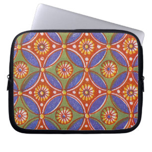 Rood Blauw Rustieke Kleurrijke Cirkel Egypte Art P Laptop Sleeve