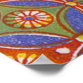 Rood Blauw Rustieke Kleurrijke Cirkel Egypte Art P Poster (Hoek)