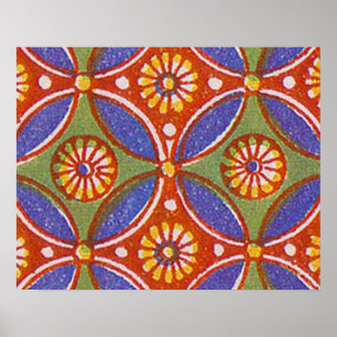 Rood Blauw Rustieke Kleurrijke Cirkel Egypte Art P Poster