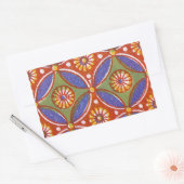 Rood Blauw Rustieke Kleurrijke Cirkel Egypte Art P Rechthoekige Sticker (Envelop)