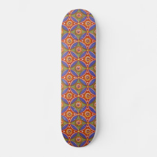 Rood Blauw Rustieke Kleurrijke Cirkel Egypte Art P Skateboard