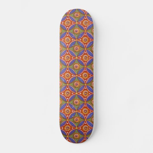 Rood Blauw Rustieke Kleurrijke Cirkel Egypte Art P Skateboard (Voorkant)