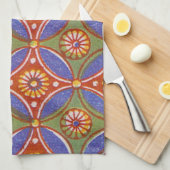 Rood Blauw Rustieke Kleurrijke Cirkel Egypte Art P Theedoek (Quarter Fold)