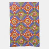 Rood Blauw Rustieke Kleurrijke Cirkel Egypte Art P Theedoek (Verticaal)