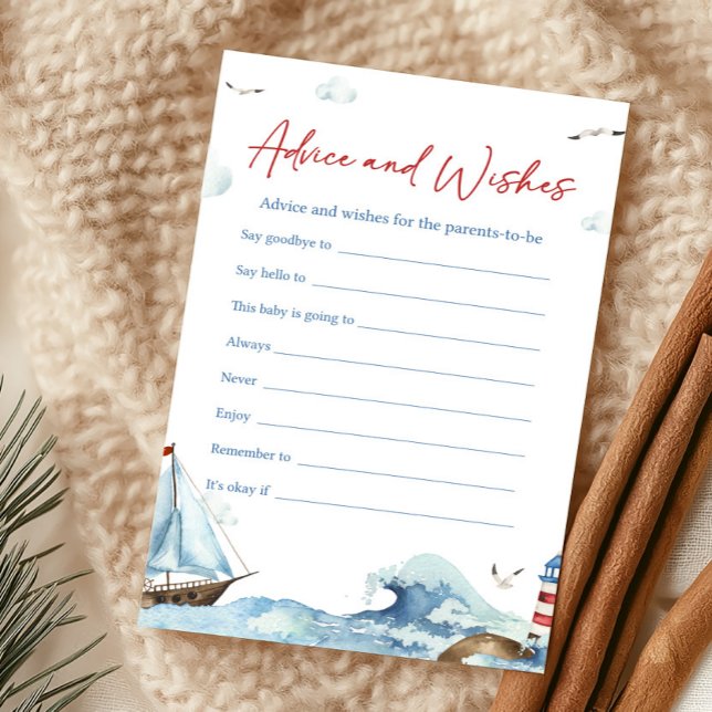 Rood Blauw Scheepvaart Advies en Wensen Spel (Ahoy It’s A Boy Baby Shower Advice and Wishes Game)