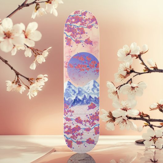 Rood Blauw & Sinaasappel Aziatische Cherry Blossom Persoonlijk Skateboard