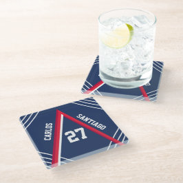 Rood & Blauw Sportief Geïnspireerd Glazen Onderzetter