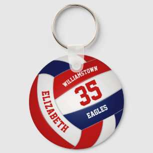 Rood blauw sportteam kleuren volleybalspeler sleutelhanger
